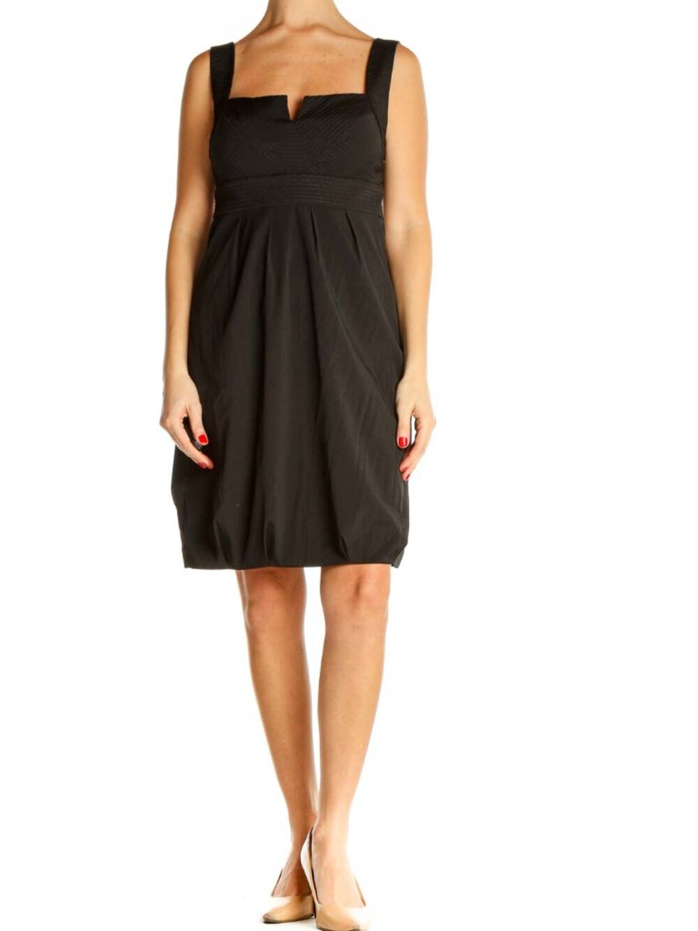 White House Black Market Brown Solid Classic Fit & Flare Dress - Picture 2 of 4